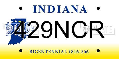 429NCR Indiana License Plate