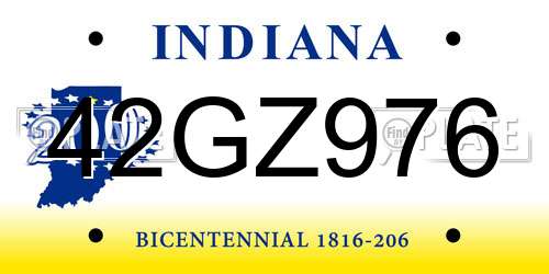 42GZ976 Indiana License Plate