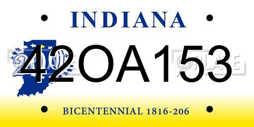 42OA153 Indiana License Plate