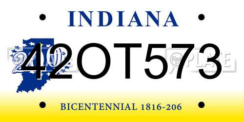 42OT573 Indiana License Plate