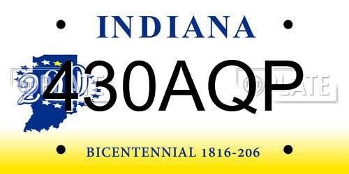 430AQP Indiana License Plate