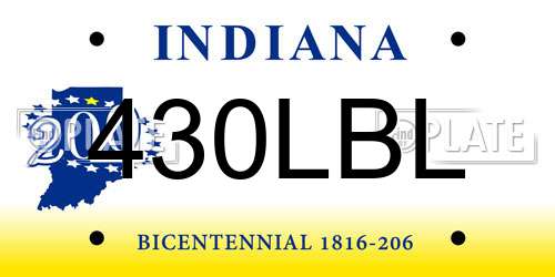 430LBL Indiana License Plate