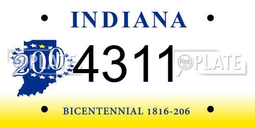 4311 Indiana License Plate