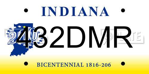 432DMR Indiana License Plate