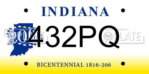 432PQ Indiana License Plate