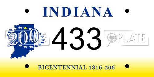 433 Indiana License Plate