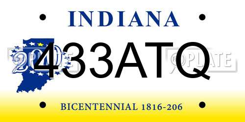 433ATQ Indiana License Plate