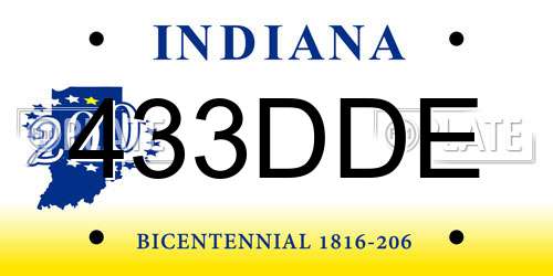 433DDE Indiana License Plate