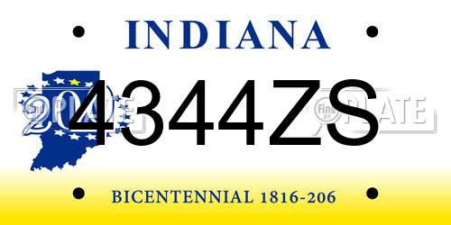 4344ZS Indiana License Plate