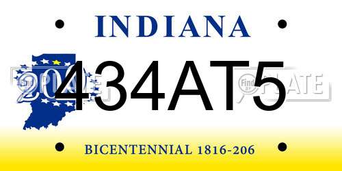 434AT5 Indiana License Plate