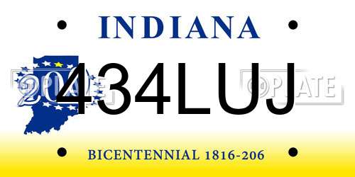 434LUJ Indiana License Plate