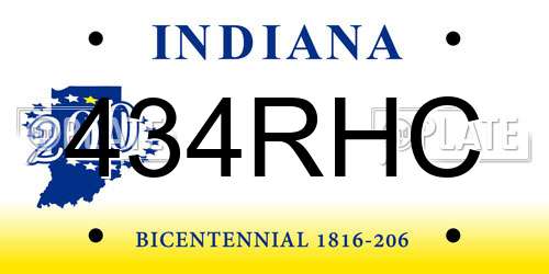 434RHC Indiana License Plate
