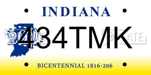 434TMK Indiana License Plate