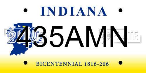 435AMN Indiana License Plate