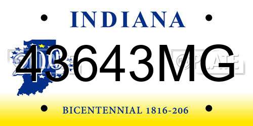 43643MG Indiana License Plate