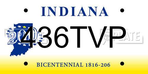 436TVP Indiana License Plate