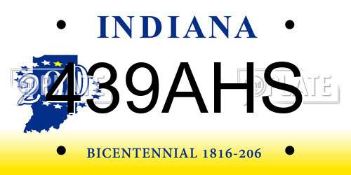 439AHS Indiana License Plate