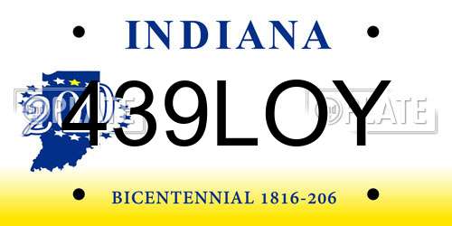 439LOY Indiana License Plate