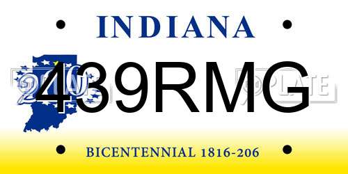 439RMG Indiana License Plate
