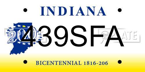 439SFA Indiana License Plate