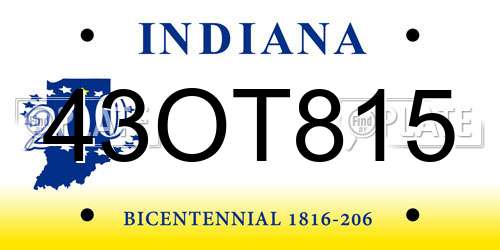 43OT815 Indiana License Plate