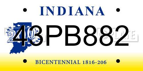 43PB882 Indiana License Plate