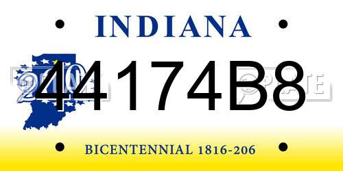 44174B8 Indiana License Plate