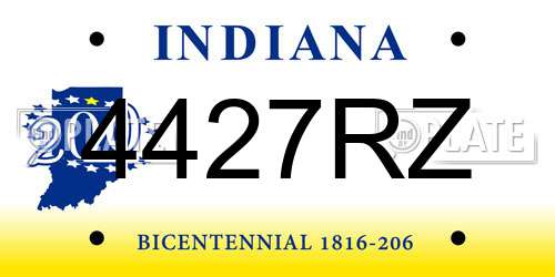 4427RZ Indiana License Plate