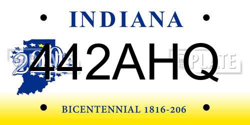 442AHQ Indiana License Plate