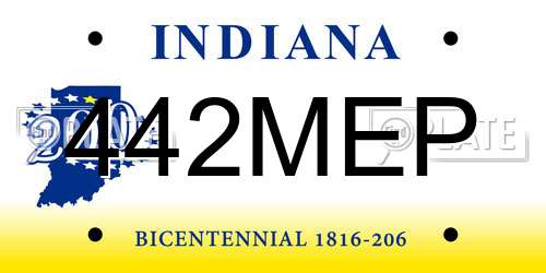 442MEP Indiana License Plate
