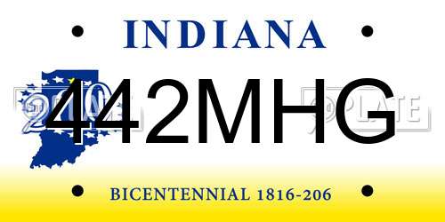 442MHG Indiana License Plate