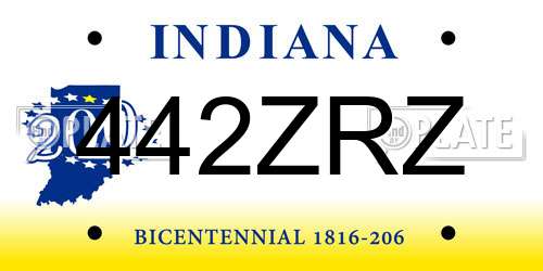 442ZRZ Indiana License Plate