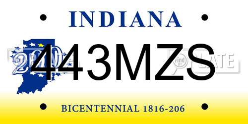 443MZS Indiana License Plate