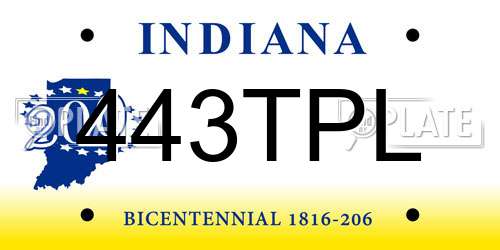 443TPL Indiana License Plate