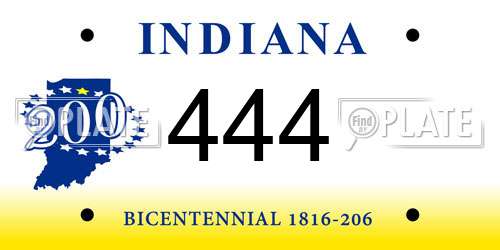 444 Indiana License Plate