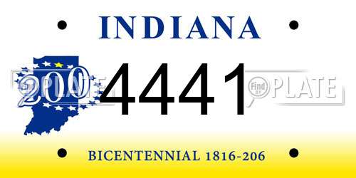 4441 Indiana License Plate