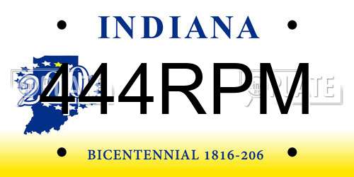 444RPM Indiana License Plate