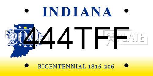 444TFF Indiana License Plate