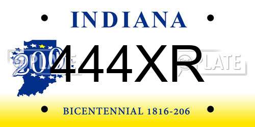 444XR Indiana License Plate