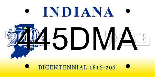 445DMA Indiana License Plate