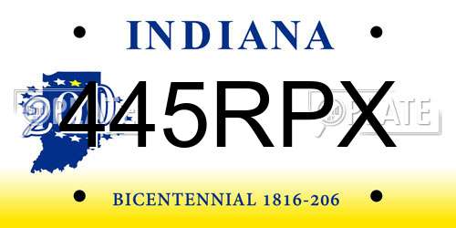 445RPX Indiana License Plate