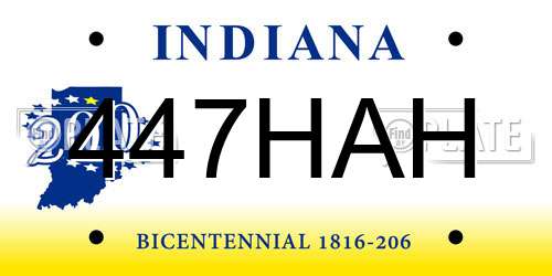 447HAH Indiana License Plate