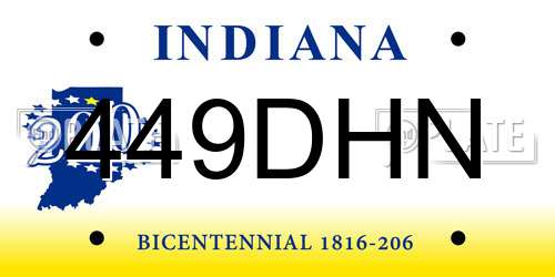 449DHN Indiana License Plate