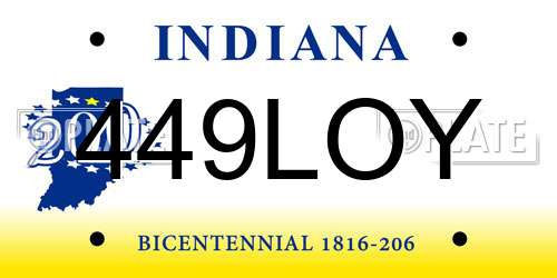449LOY Indiana License Plate