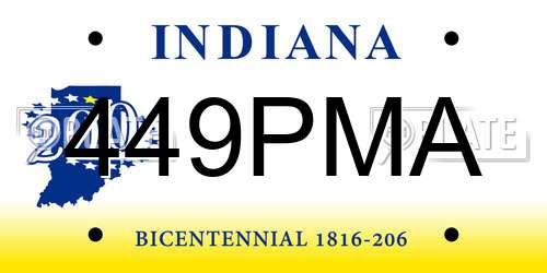 449PMA Indiana License Plate