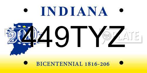 449TYZ Indiana License Plate