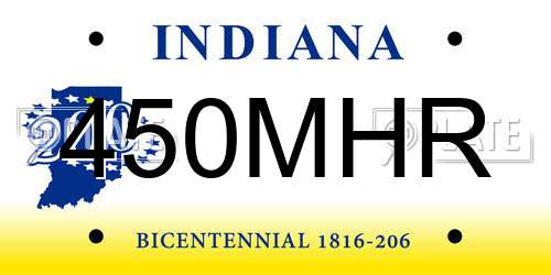 450MHR Indiana License Plate