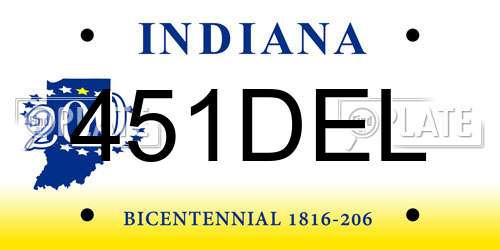 451DEL Indiana License Plate