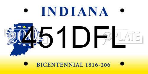451DFL Indiana License Plate