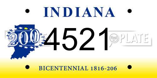 4521 Indiana License Plate